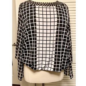 Alfani Black & White Blouse With Studs | 1X